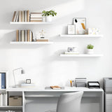 Floating Wall Shelves 4 pcs High Gloss White 90x23.5x3.8 cm MDF