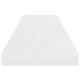 Floating Wall Shelves 4 pcs High Gloss White 90x23.5x3.8 cm MDF - Low Angle