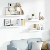 Floating Wall Shelves 4 pcs High Gloss White 90x23.5x3.8 cm MDF