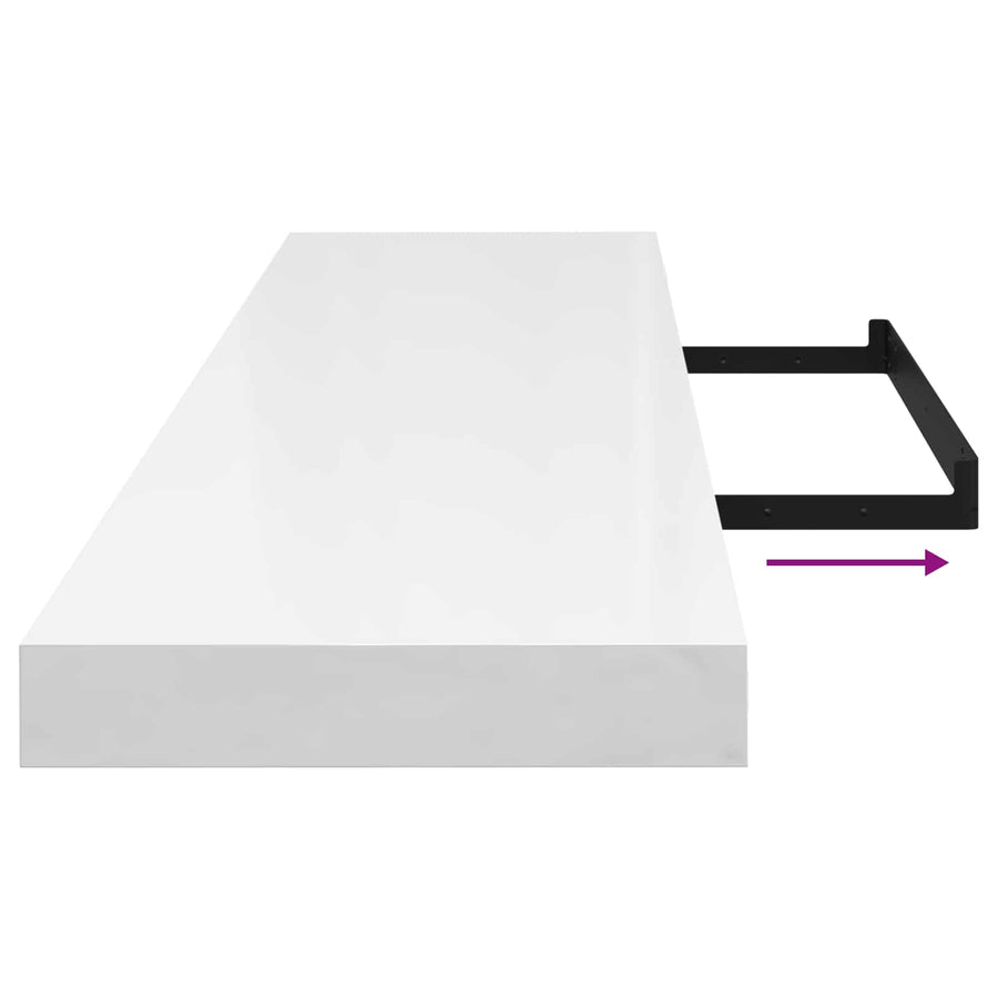 Floating Wall Shelf High Gloss White 120x23.5x3.8 cm MDF