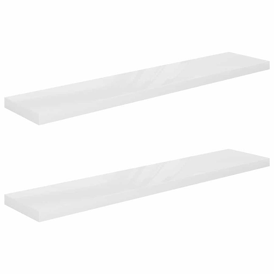 Floating Wall Shelves 2 pcs High Gloss White 120x23.5x3.8cm MDF