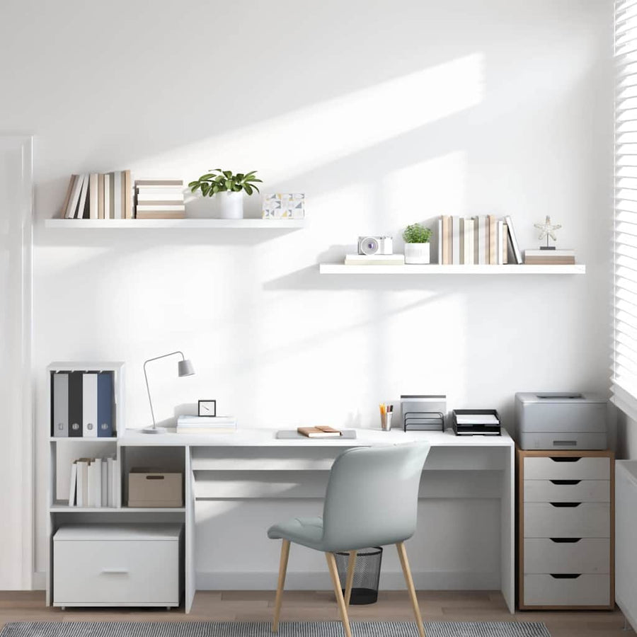 Floating Wall Shelves 2 pcs High Gloss White 120x23.5x3.8cm MDF