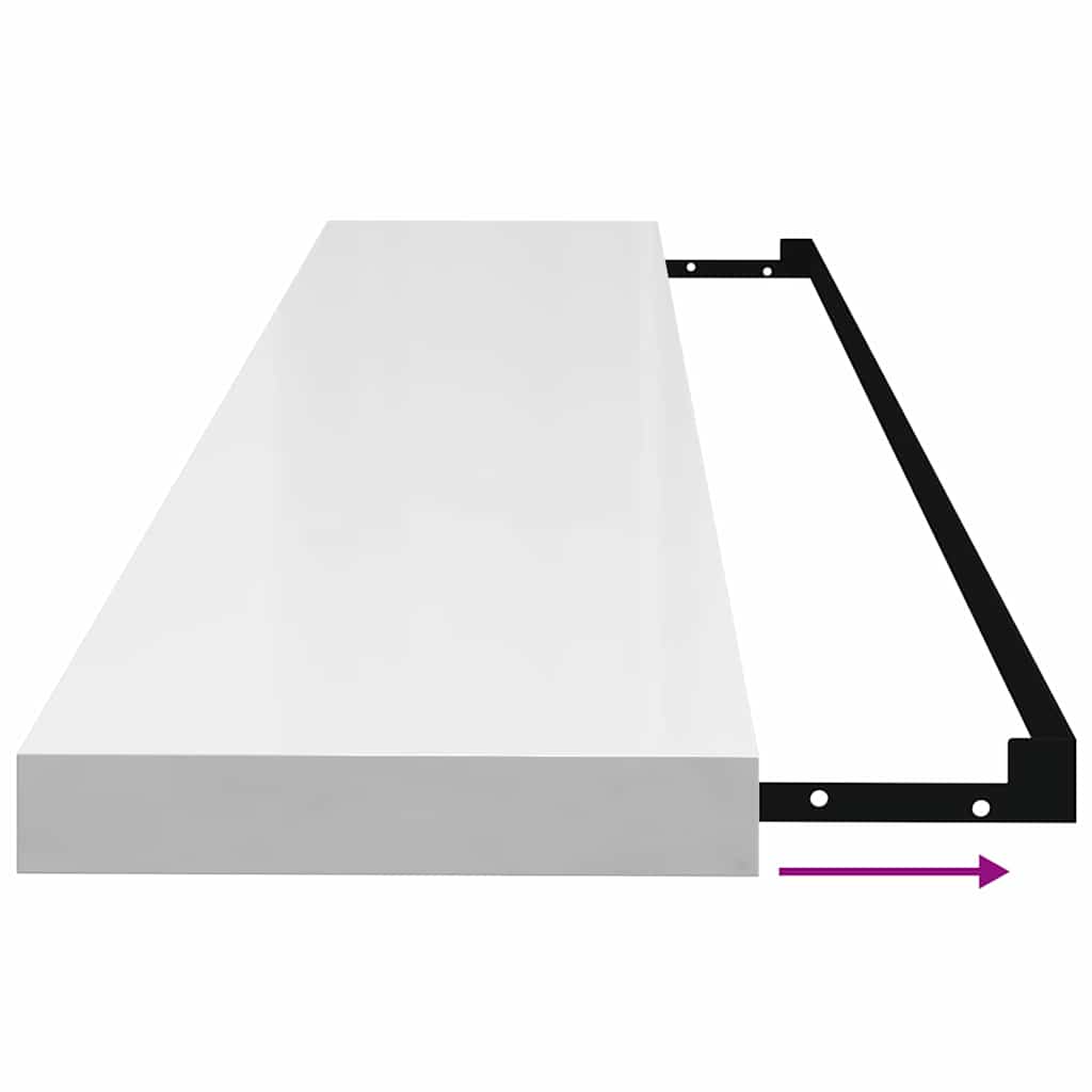 Floating Wall Shelves 2 pcs High Gloss White 120x23.5x3.8 cm MDF