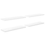 Floating Wall Shelves 4 pcs High Gloss White 120x23.5x3.8 cm MDF - Front View