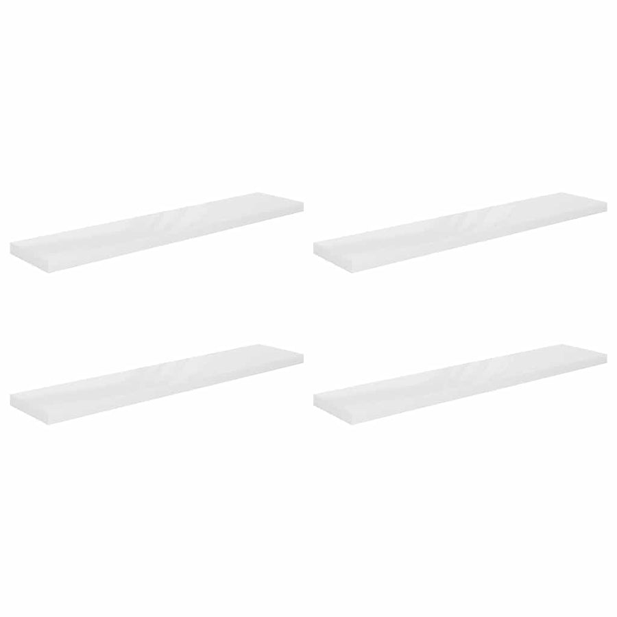 Floating Wall Shelves 4 pcs High Gloss White 120x23.5x3.8cm MDF