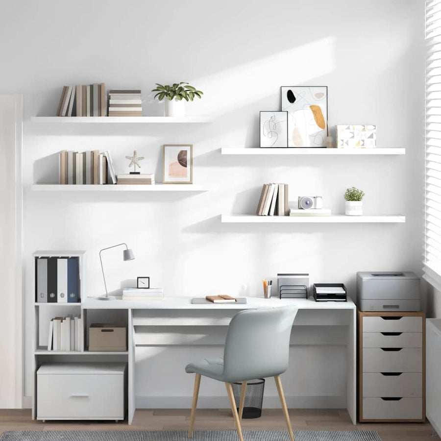 Floating Wall Shelves 4 pcs High Gloss White 120x23.5x3.8cm MDF