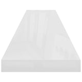 Floating Wall Shelves 4 pcs High Gloss White 120x23.5x3.8 cm MDF - Rear View