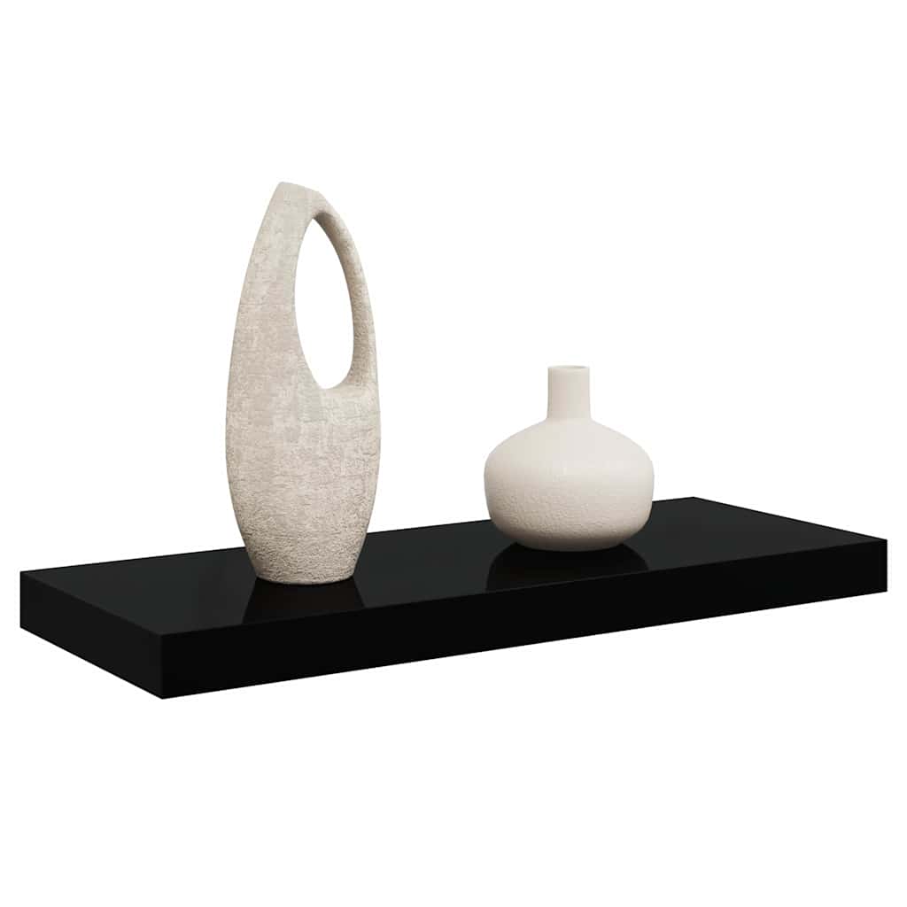 Floating Wall Shelf High Gloss Black 60x23.5x3.8 cm MDF