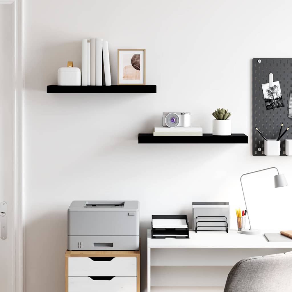 Floating Wall Shelves 2 pcs High Gloss Black 60x23.5x3.8 cm MDF