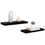 Floating Wall Shelves 2 pcs High Gloss Black 60x23.5x3.8 cm MDF - 45-Degree Angle
