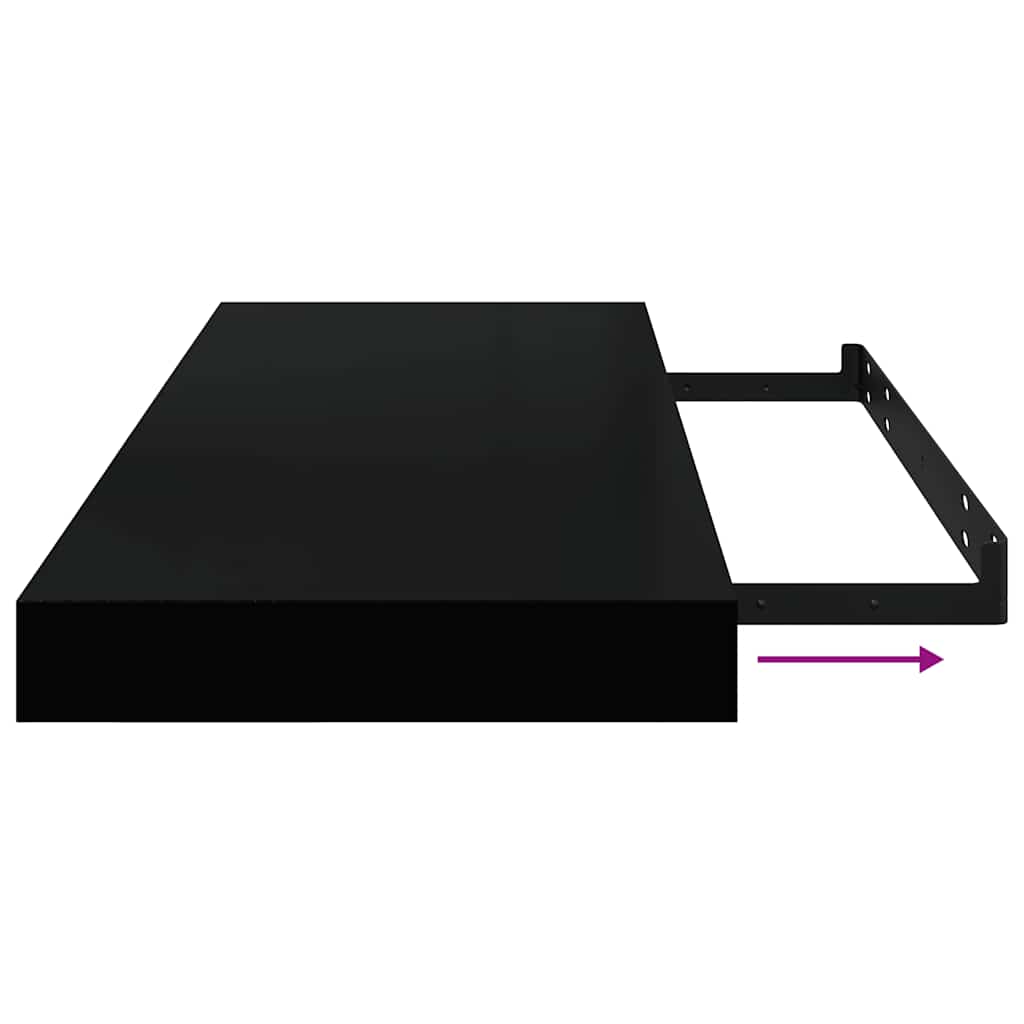 Floating Wall Shelves 2 pcs High Gloss Black 60x23.5x3.8 cm MDF