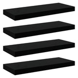 Floating Wall Shelves 4 pcs High Gloss Black 60x23.5x3.8 cm MDF