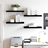 Floating Wall Shelves 4 pcs High Gloss Black 60x23.5x3.8 cm MDF - Side View