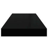 Floating Wall Shelves 4 pcs High Gloss Black 60x23.5x3.8 cm MDF - Low Angle