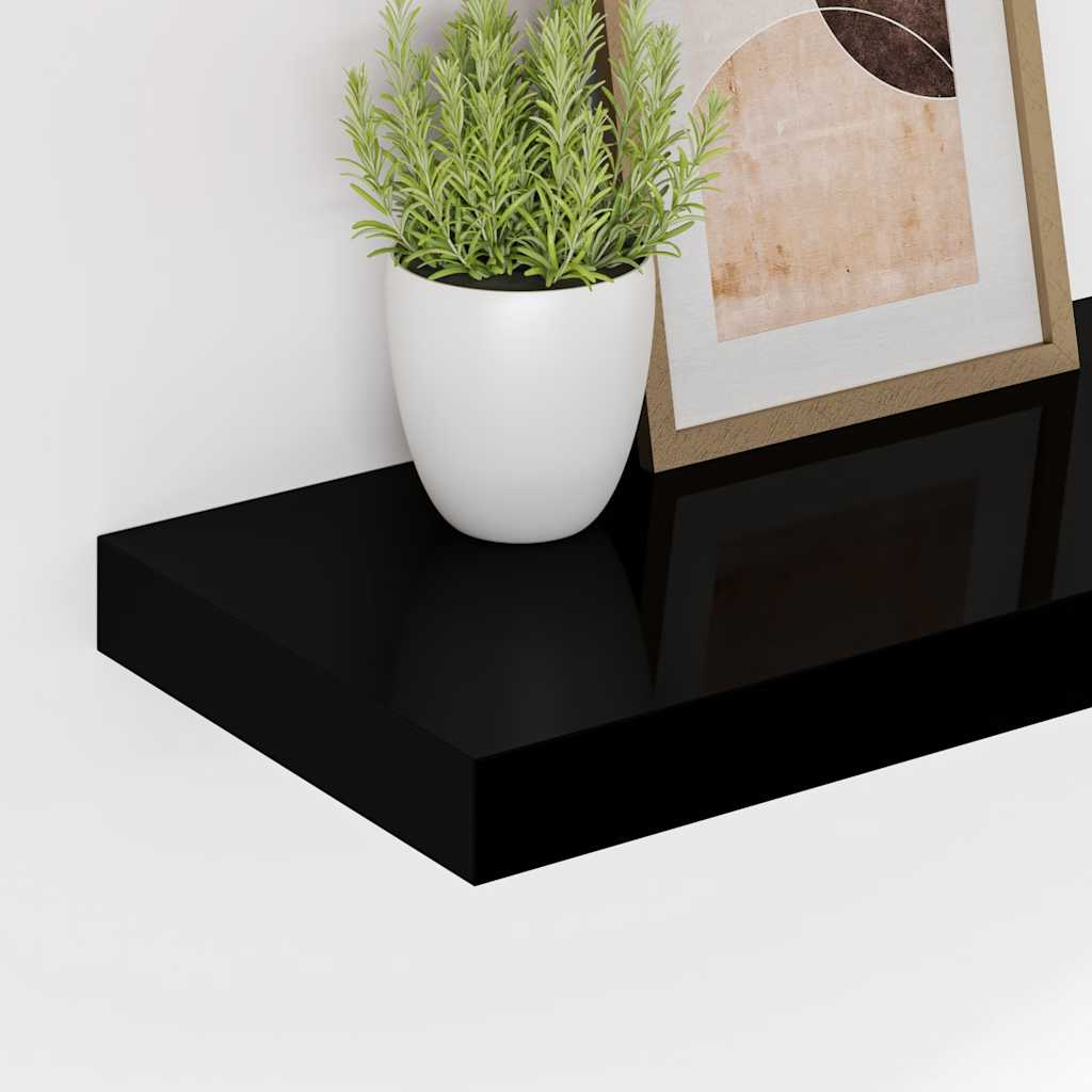 Floating Wall Shelf High Gloss Black 80x23.5x3.8 cm MDF