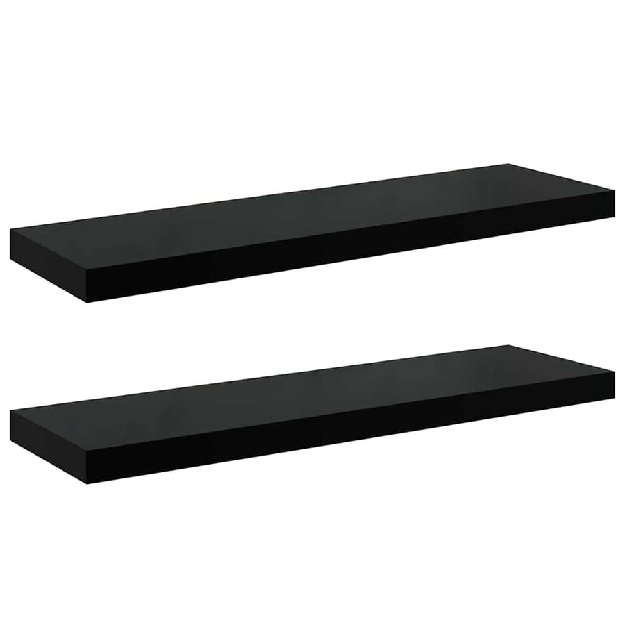 Floating Wall Shelves 2 pcs High Gloss Black 80x23.5x3.8 cm MDF