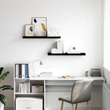 Floating Wall Shelves 2 pcs High Gloss Black 80x23.5x3.8 cm MDF