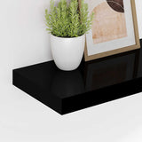 Floating Wall Shelves 2 pcs High Gloss Black 80x23.5x3.8 cm MDF - Top-Down View
