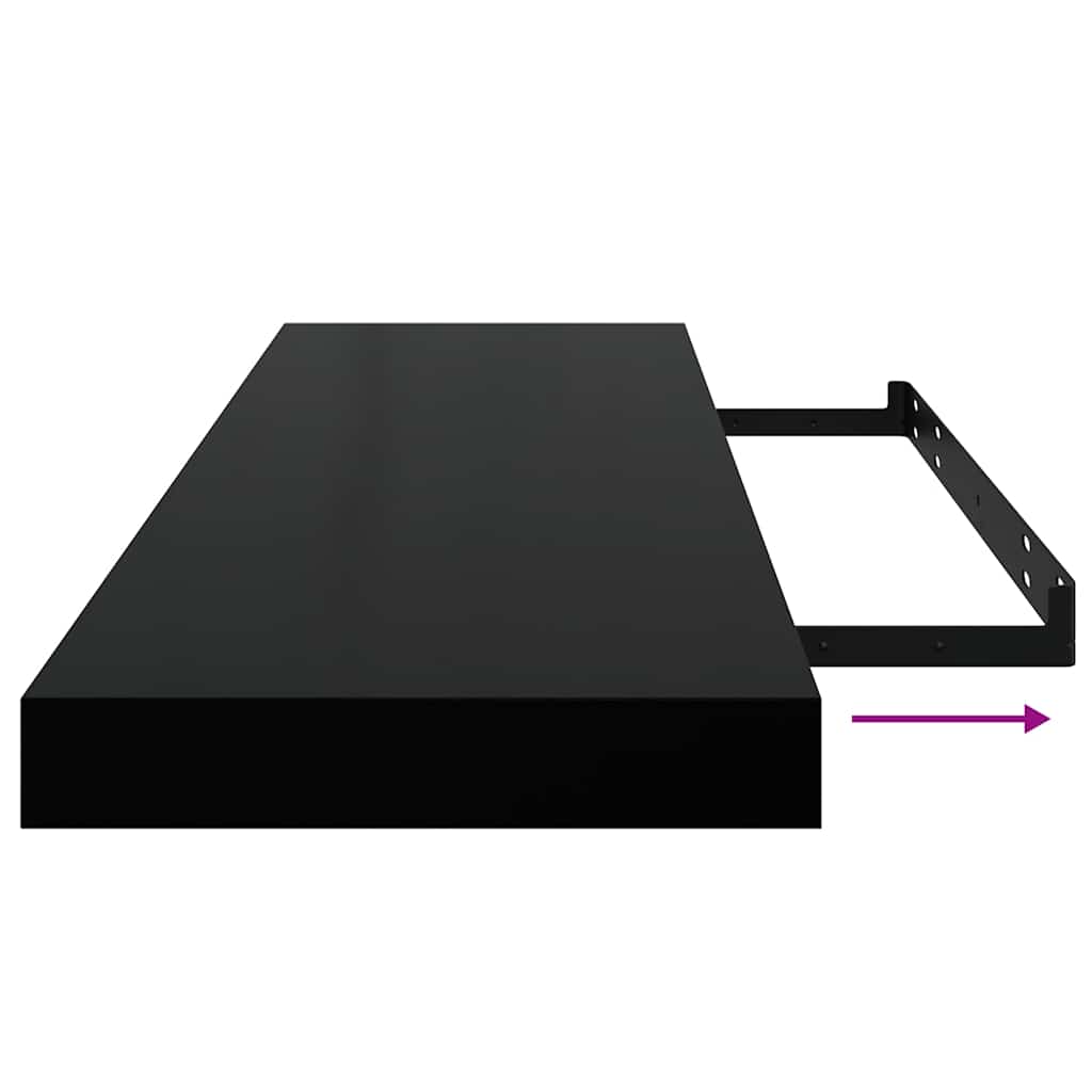 Floating Wall Shelves 2 pcs High Gloss Black 80x23.5x3.8 cm MDF