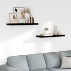 Floating Wall Shelves 2 pcs High Gloss Black 80x23.5x3.8 cm MDF