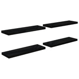 Floating Wall Shelves 4 pcs High Gloss Black 80x23.5x3.8 cm MDF - Front View