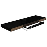 Floating Wall Shelves 4 pcs High Gloss Black 80x23.5x3.8 cm MDF - Close-Up Angle