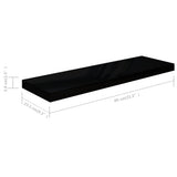 Floating Wall Shelves 4 pcs High Gloss Black 80x23.5x3.8 cm MDF - Extra Image