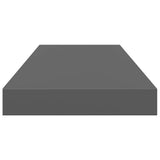 Floating Wall Shelf High Gloss Grey 60x23.5x3.8 cm MDF
