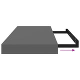 Floating Wall Shelf High Gloss Grey 60x23.5x3.8 cm MDF
