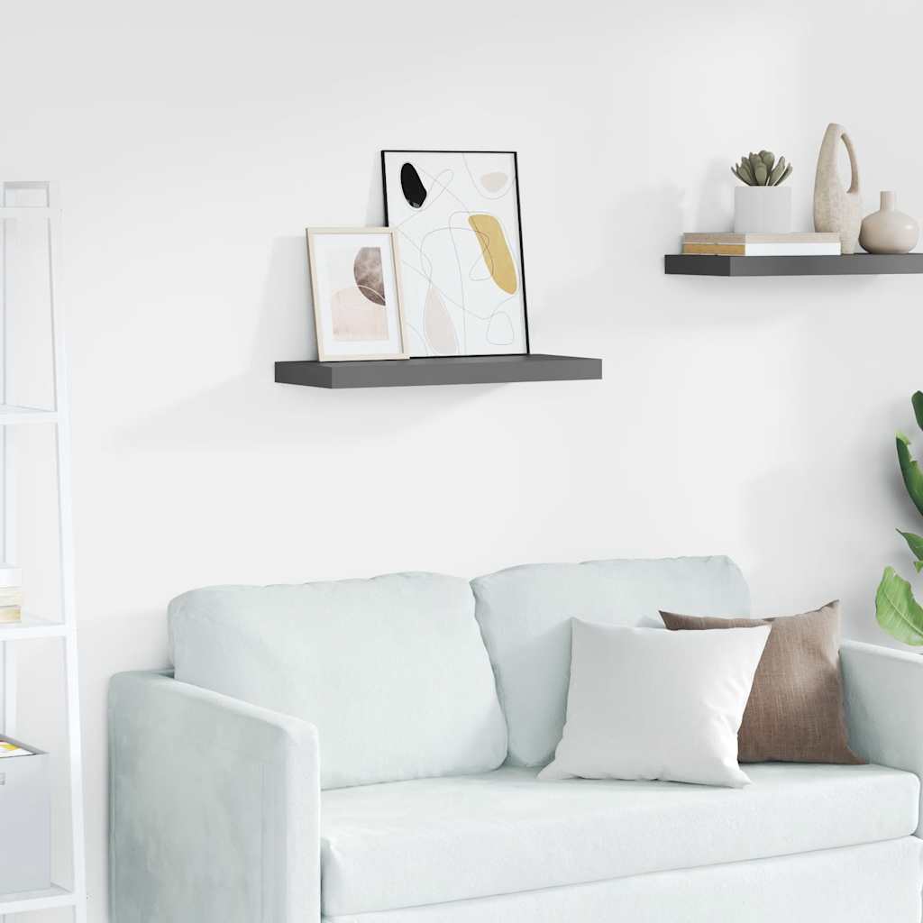 Floating Wall Shelf High Gloss Grey 60x23.5x3.8 cm MDF
