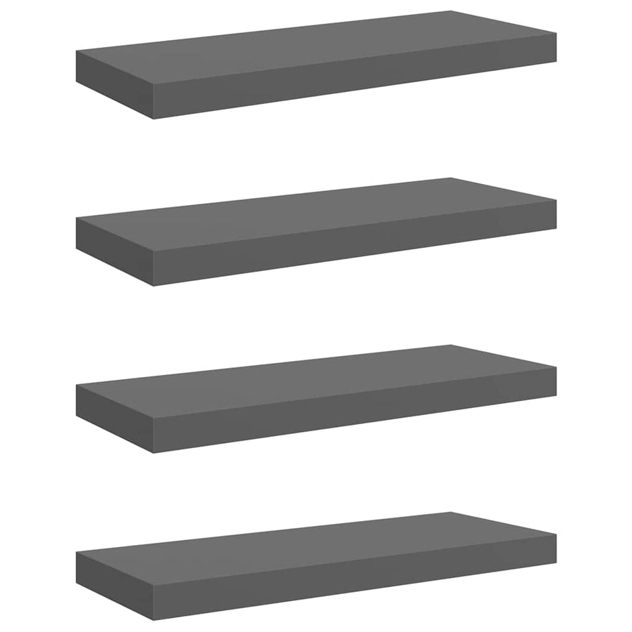 Floating Wall Shelves 4 pcs High Gloss Grey 60x23.5x3.8 cm MDF