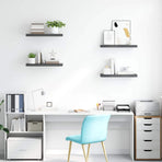 Floating Wall Shelves 4 pcs High Gloss Grey 60x23.5x3.8 cm MDF