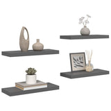 Floating Wall Shelves 4 pcs High Gloss Grey 60x23.5x3.8 cm MDF - 45-Degree Angle