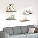 Floating Wall Shelves 4 pcs High Gloss Grey 60x23.5x3.8 cm MDF