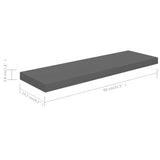 Floating Wall Shelf High Gloss Grey 80x23.5x3.8 cm MDF - Close-Up Angle