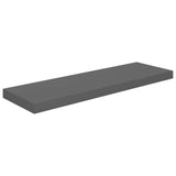 Floating Wall Shelves 2 pcs High Gloss Grey 80x23.5x3.8 cm MDF - Side View