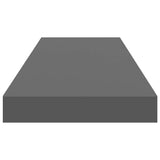 Floating Wall Shelves 2 pcs High Gloss Grey 80x23.5x3.8 cm MDF