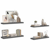 Floating Wall Shelves 4 pcs High Gloss Grey 80x23.5x3.8 cm MDF - 45-Degree Angle