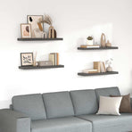Floating Wall Shelves 4 pcs High Gloss Grey 80x23.5x3.8 cm MDF