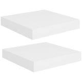 Floating Wall Shelves 2 pcs White 23x23.5x3.8 cm MDF - Front View