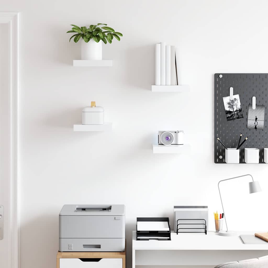 Floating Wall Shelves 4 pcs White 23x23.5x3.8 cm MDF