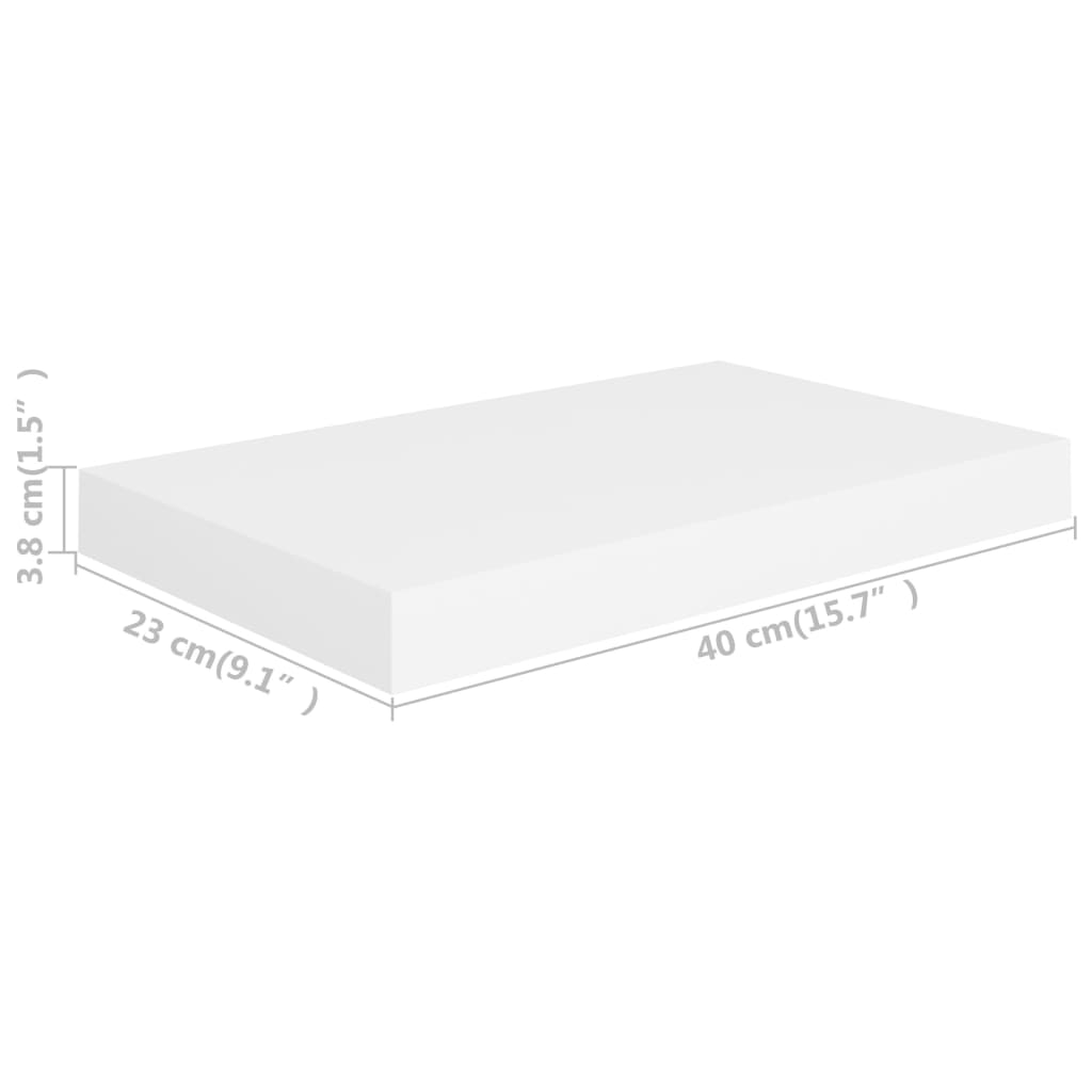 Floating Wall Shelves 2 pcs White 40x23.5x3.8 cm MDF