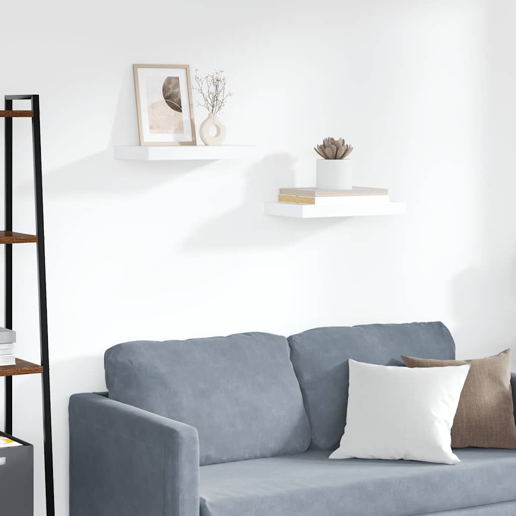 Floating Wall Shelves 2 pcs White 40x23.5x3.8 cm MDF