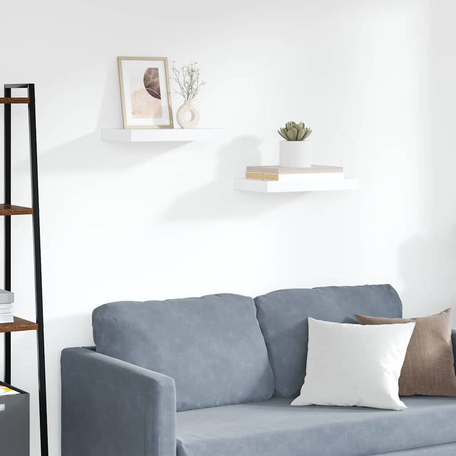 Floating Wall Shelves 2 pcs White 40x23.5x3.8 cm MDF