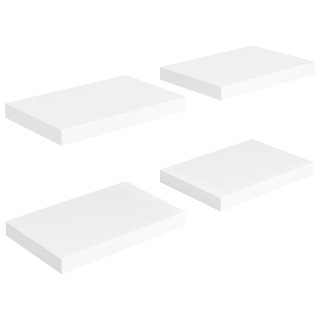 Floating Wall Shelves 4 pcs White 40x23.5x3.8 cm MDF