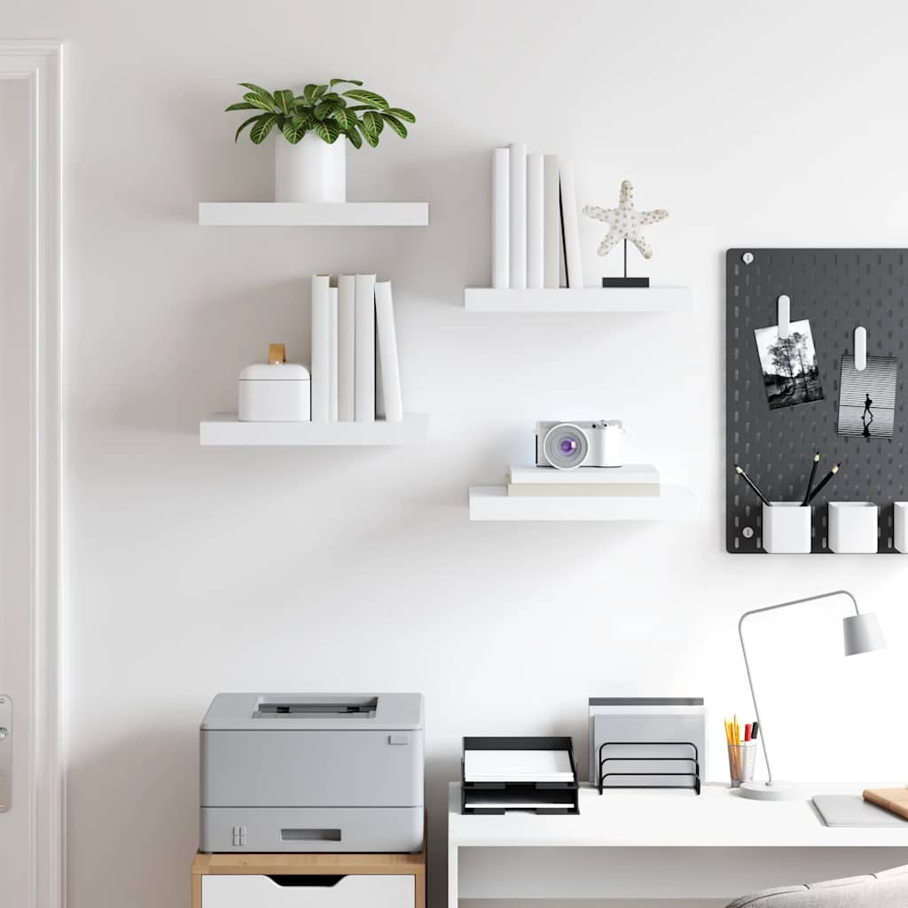 Floating Wall Shelves 4 pcs White 40x23.5x3.8 cm MDF