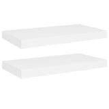 Floating Wall Shelves 2 pcs White 50x23x3.8 cm MDF - Front View