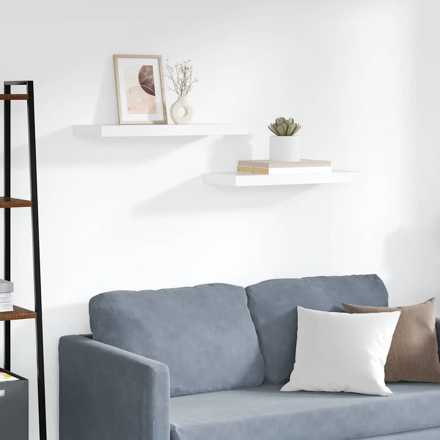 Floating Wall Shelves 2 pcs White 60x23.5x3.8 cm MDF