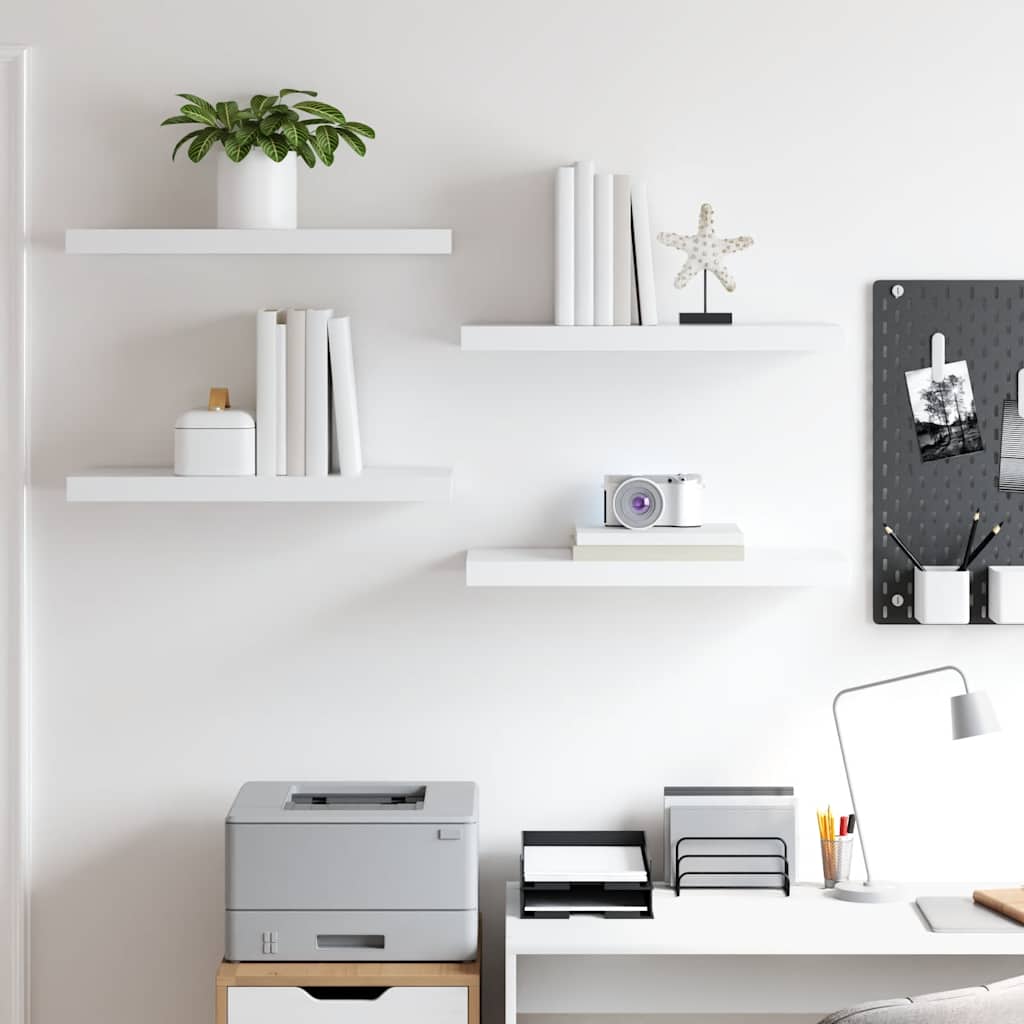 Floating Wall Shelves 4 pcs White 60x23.5x3.8 cm MDF