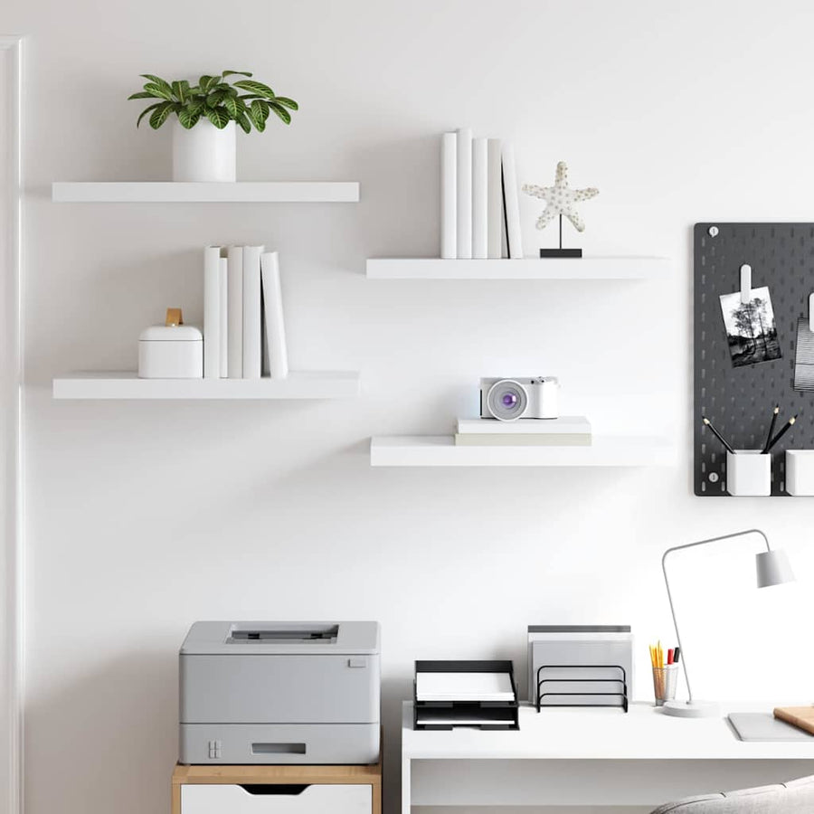 Floating Wall Shelves 4 pcs White 60x23.5x3.8 cm MDF